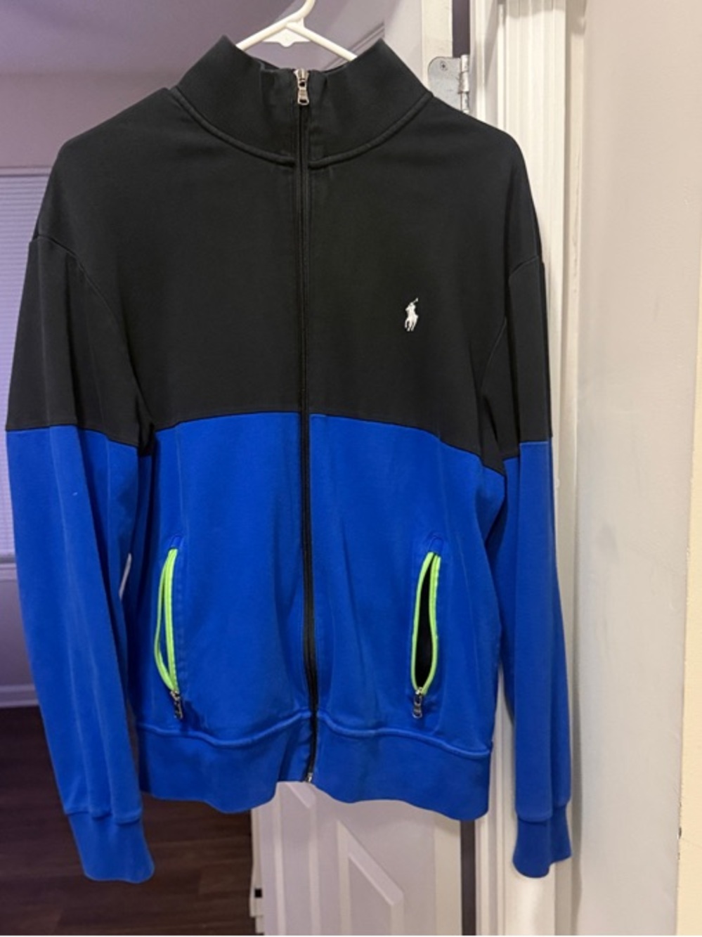 Polo by Ralph Lauren Black Zip-Up Track Jacket with Gold Zipper